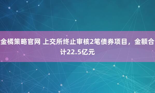 金橘策略官网 上交所终止审核2笔债券项目，金额合计22.5亿元